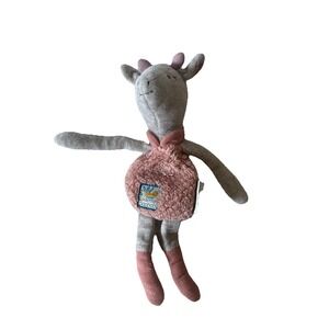 Moulin Roty Sous Mon Bibiscus Giraffe Pink Plush Baby Toy Rattle French